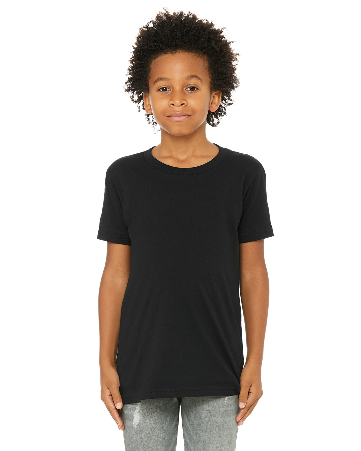 Bella + Canvas 3001Y Youth Jersey T-Shirt–Black (S)