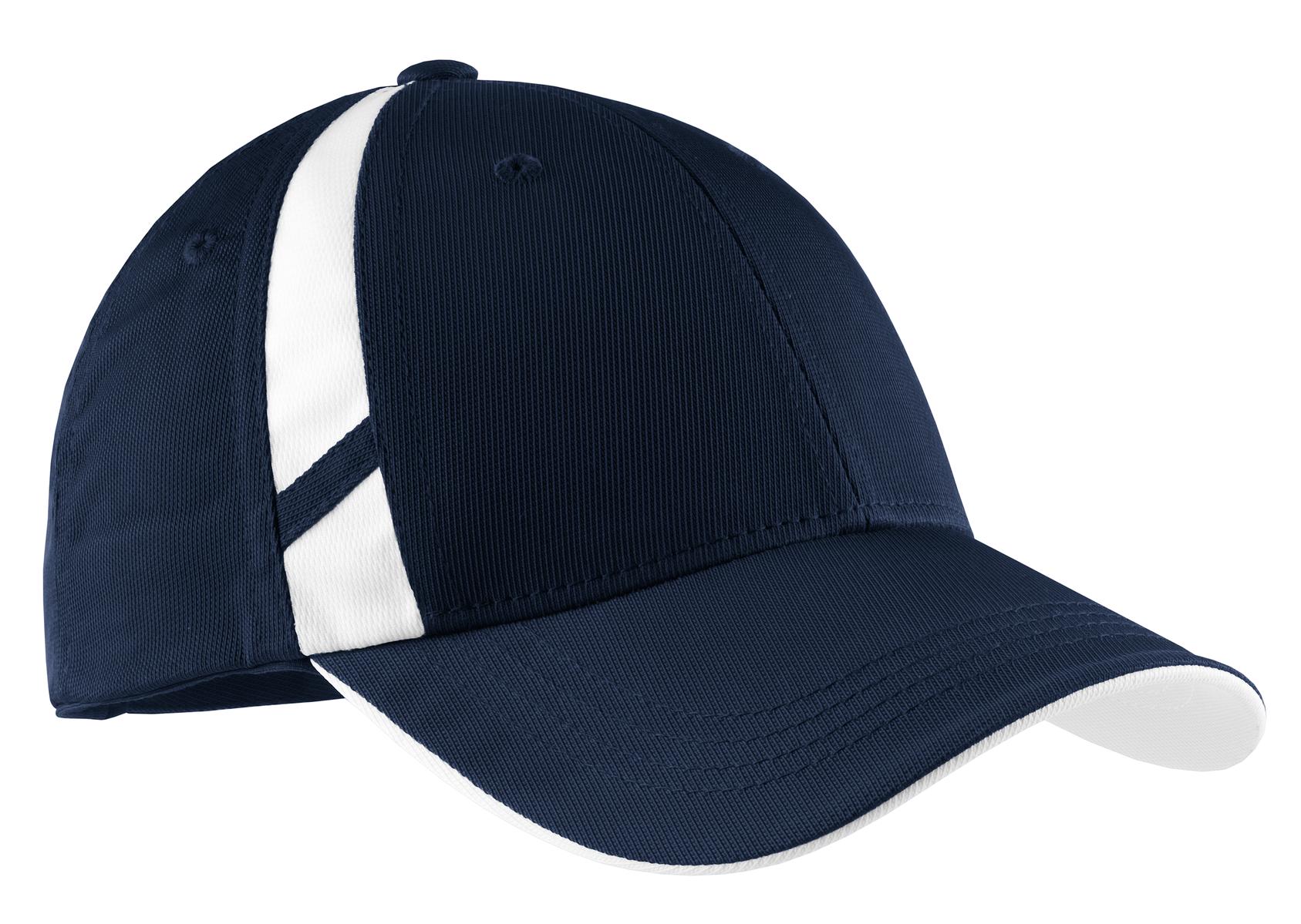 Sport-Tek STC12 Dry Zone Mesh Inset Cap - True Navy/White