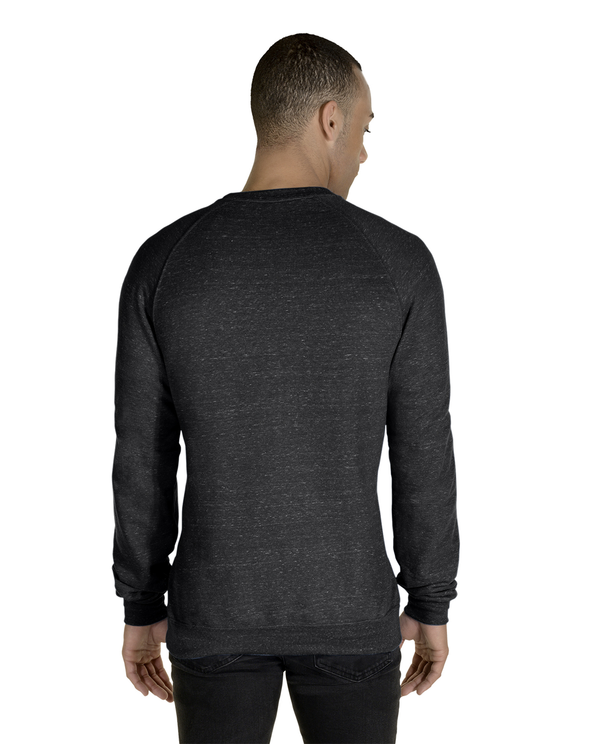 Next Level Unisex French Terry Crew - Raglan Sleeve Sweatshirt, 3XL Black - View #4