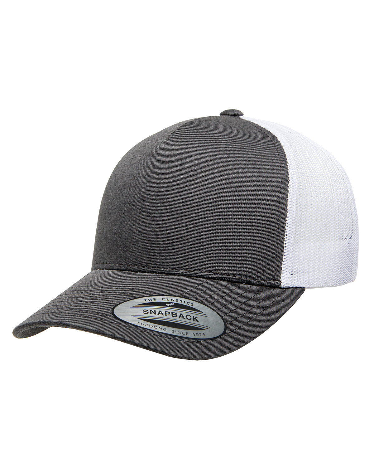 Yupoong 6506 Adult 5-Panel Retro Trucker Cap - Charcoal/White