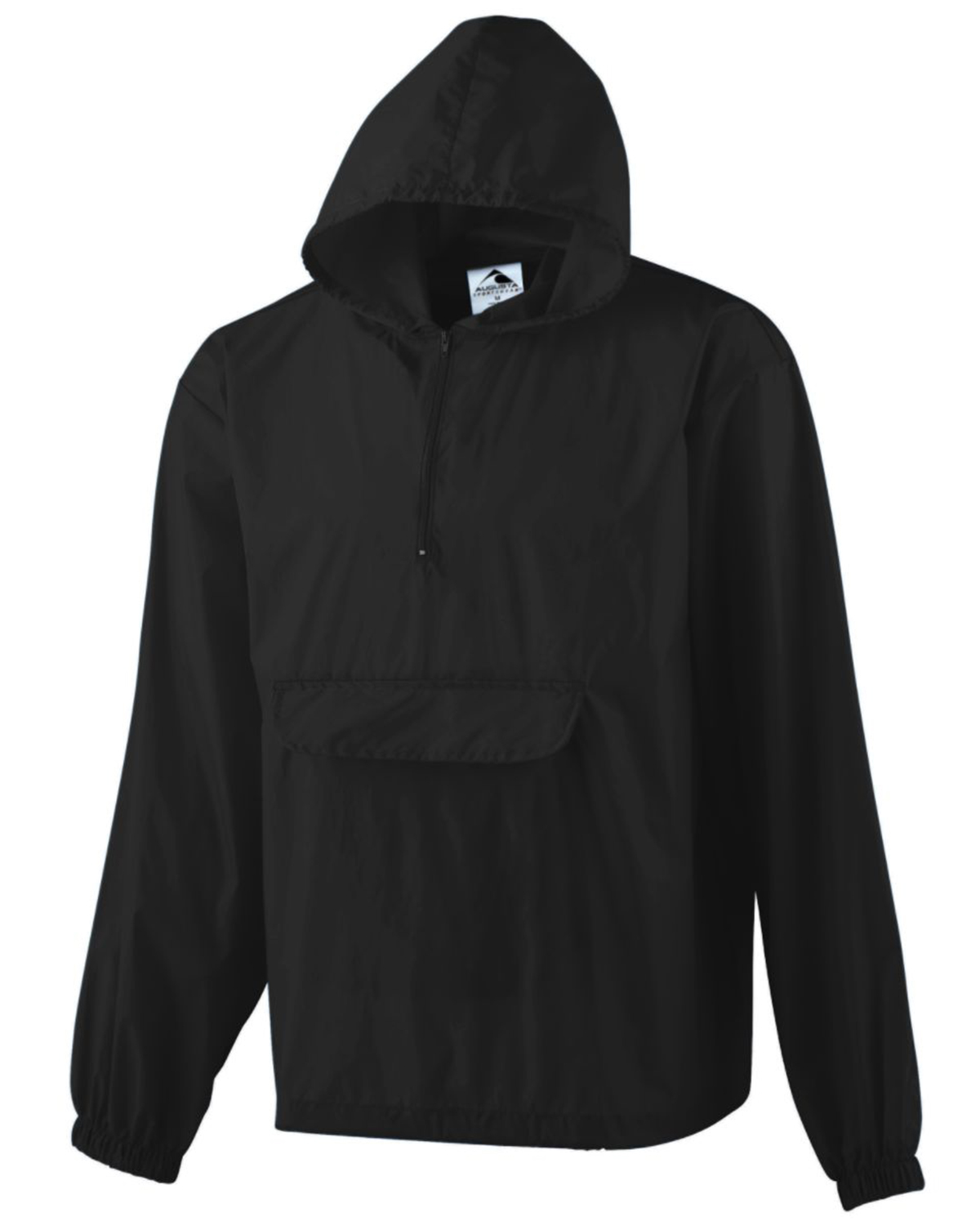 Augusta Sportswear 31300 Hooded Nylon Half Zip Pullover Pouch Jacket -  Black - M