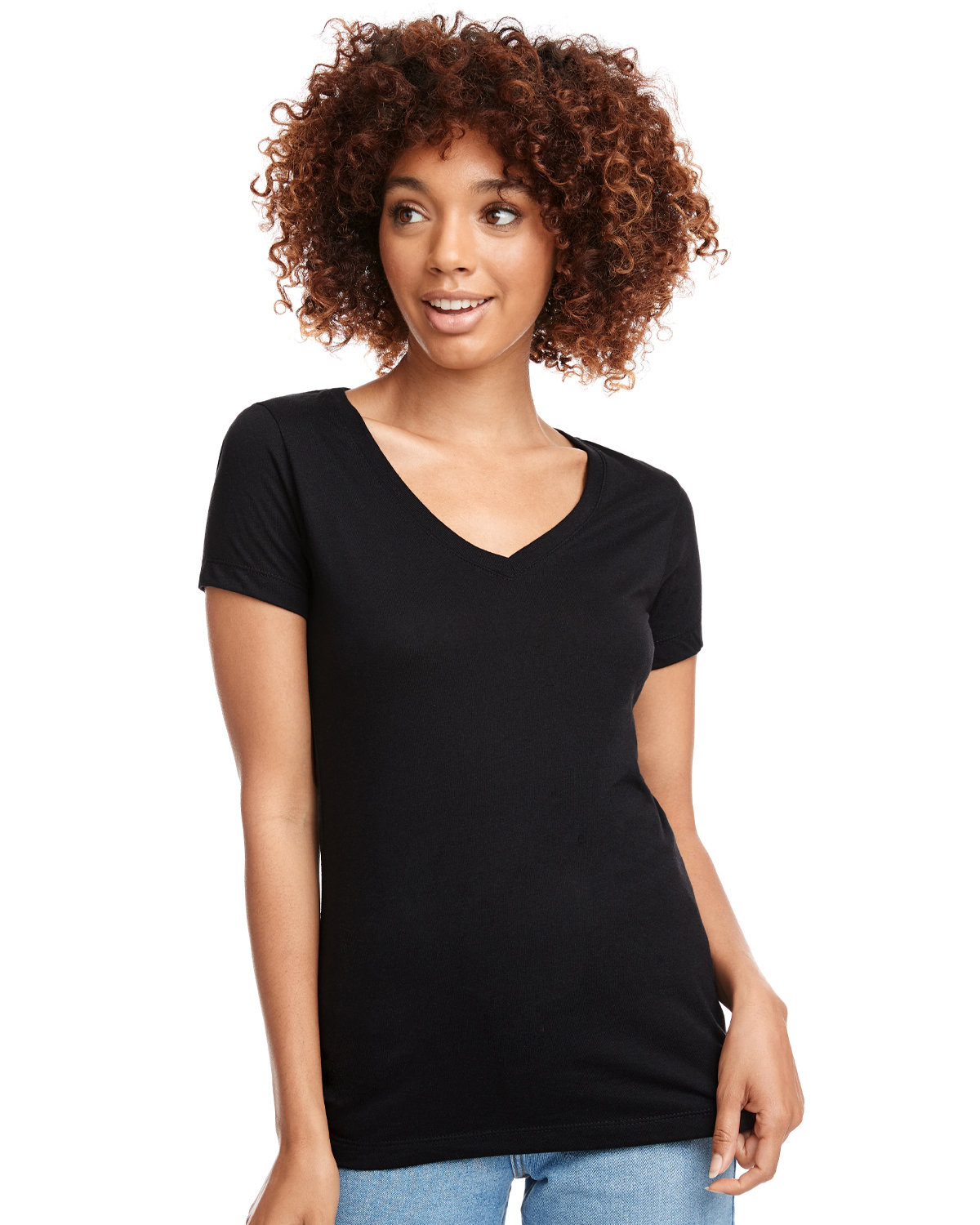 Ladies black v store neck t shirt