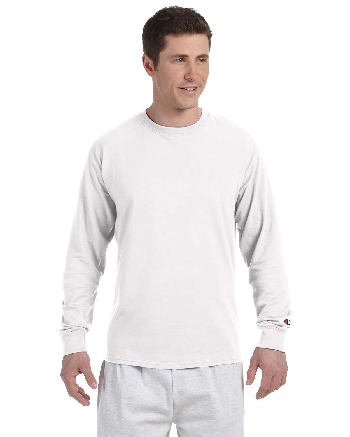 Champion white long sleeve t shirt best sale