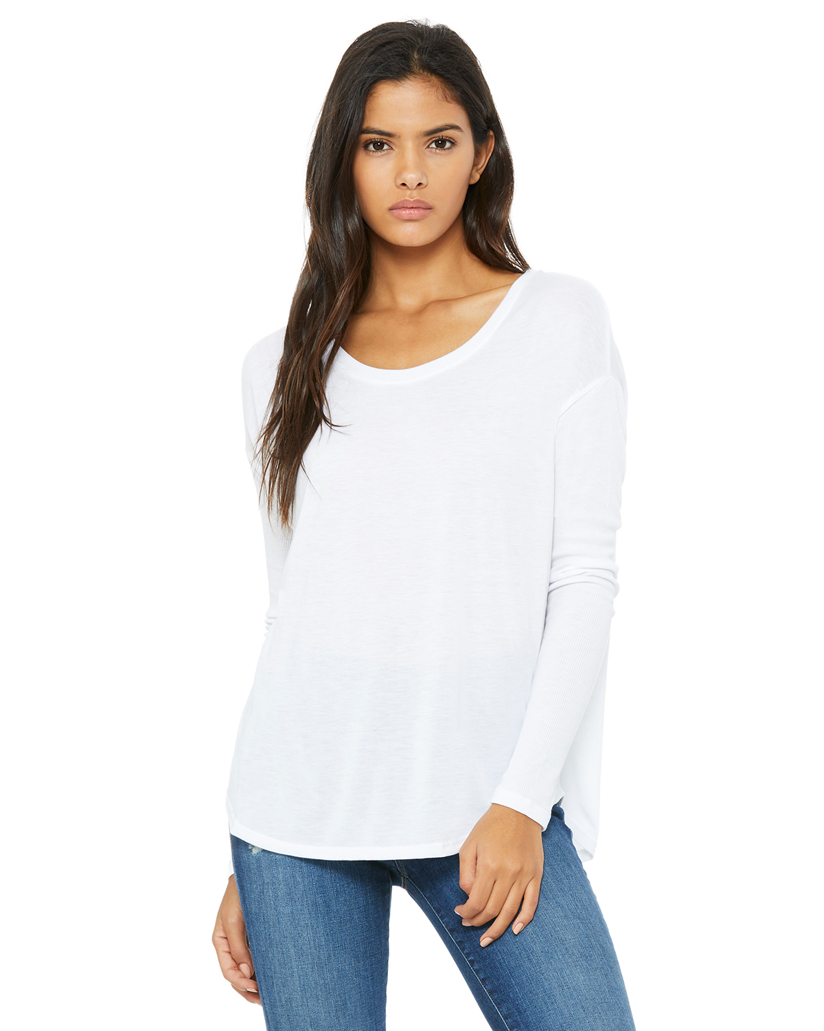 White flowy shop shirt long sleeve