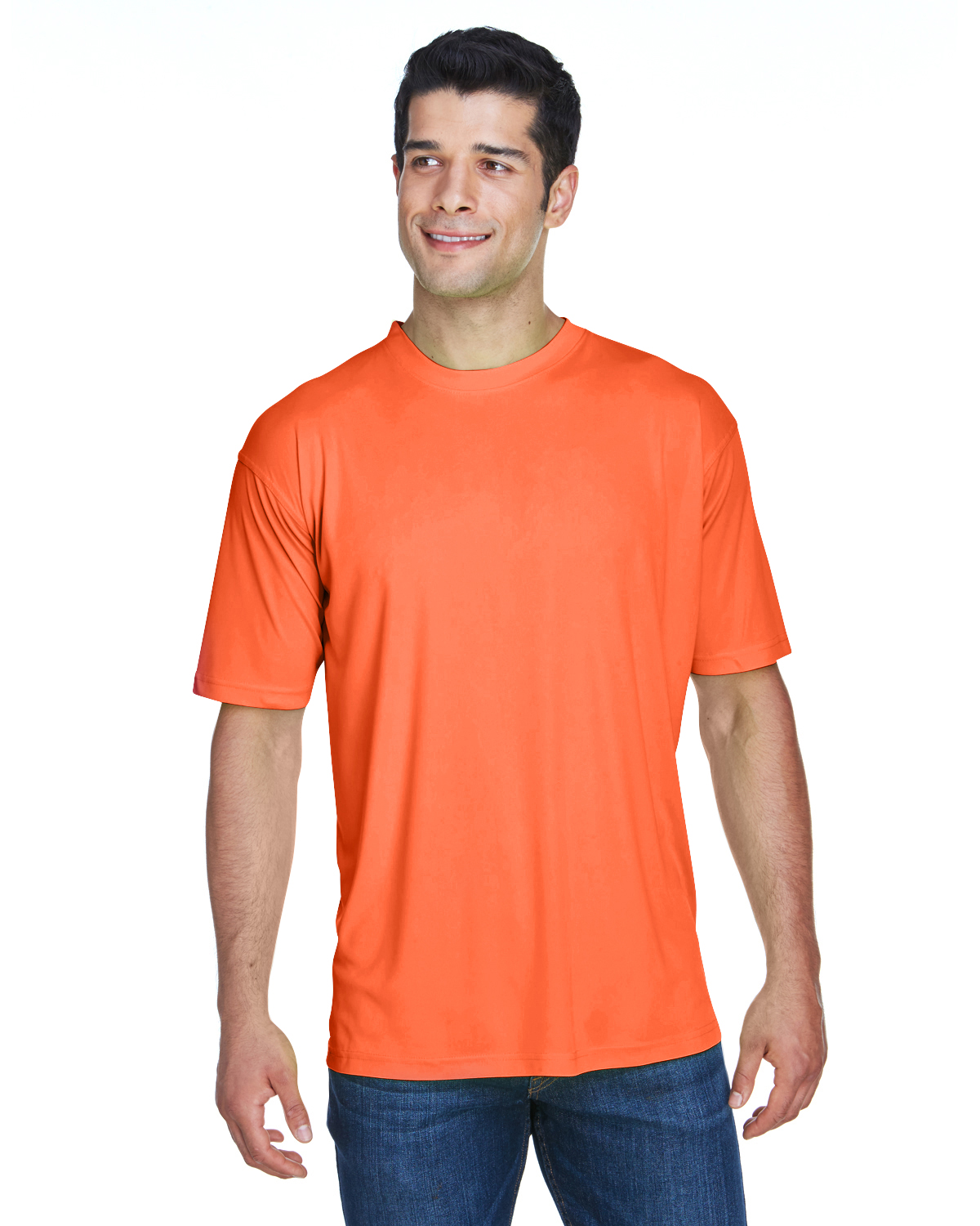 UltraClub 8420 Men's Cool & Dry Sport Performance Interlock T-Shirt–Bright  Orange (M)