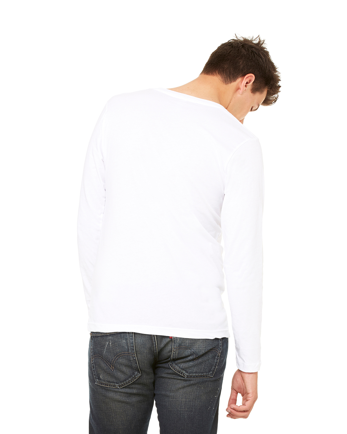 Canvas Unisex Deep V-Neck T-Shirt - X-Large White, 100% Combed Ringspun Cotton - View #7