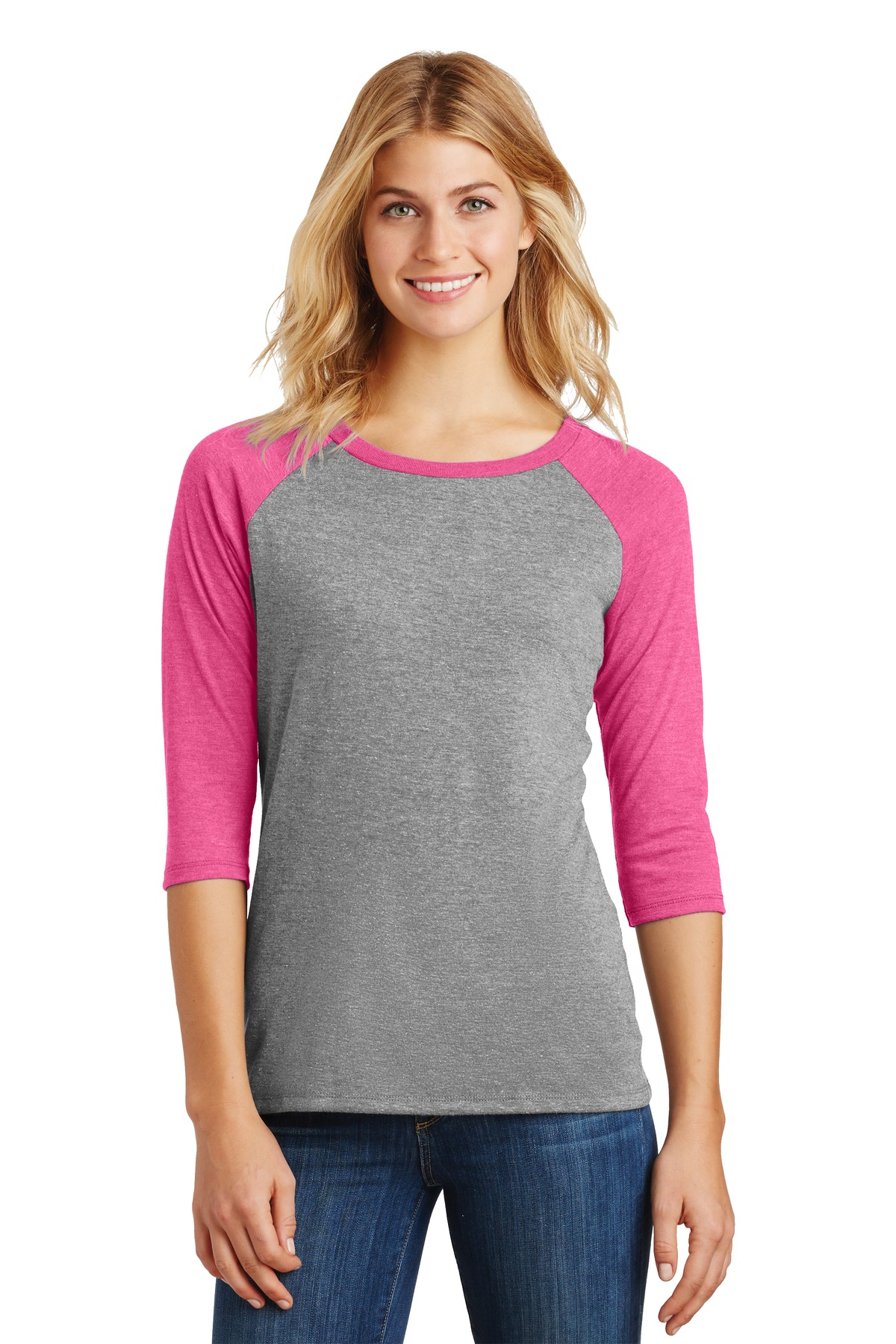 District DM136L | Women's Perfect Tri ® 3/4-Sleeve Raglan | ShirtSpace