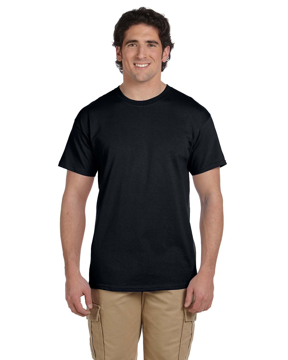 Fruit of the Loom 3931 Adult HD Cotton™ T-Shirt–Black (L)
