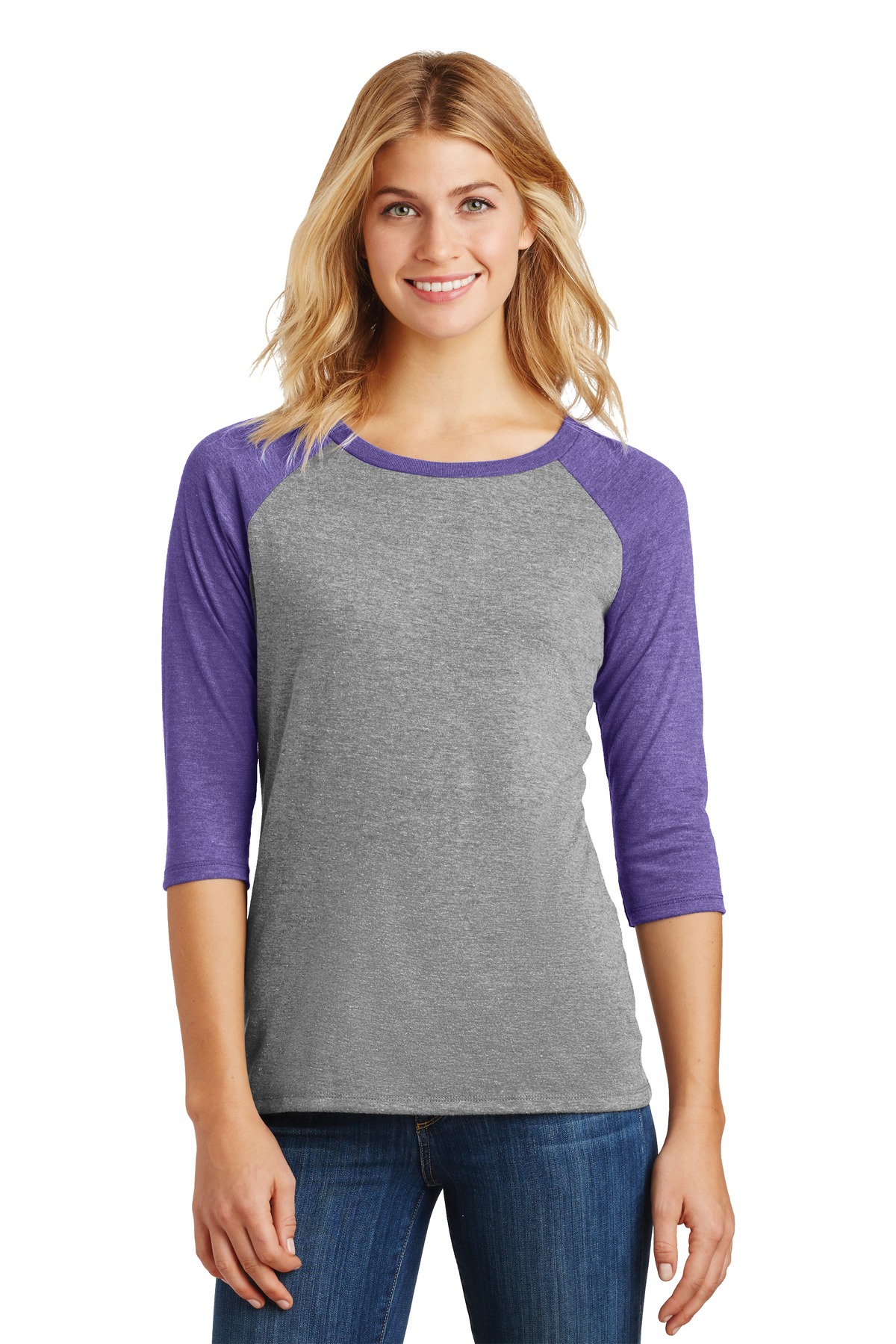 District DM136L | Women's Perfect Tri ® 3/4-Sleeve Raglan | ShirtSpace