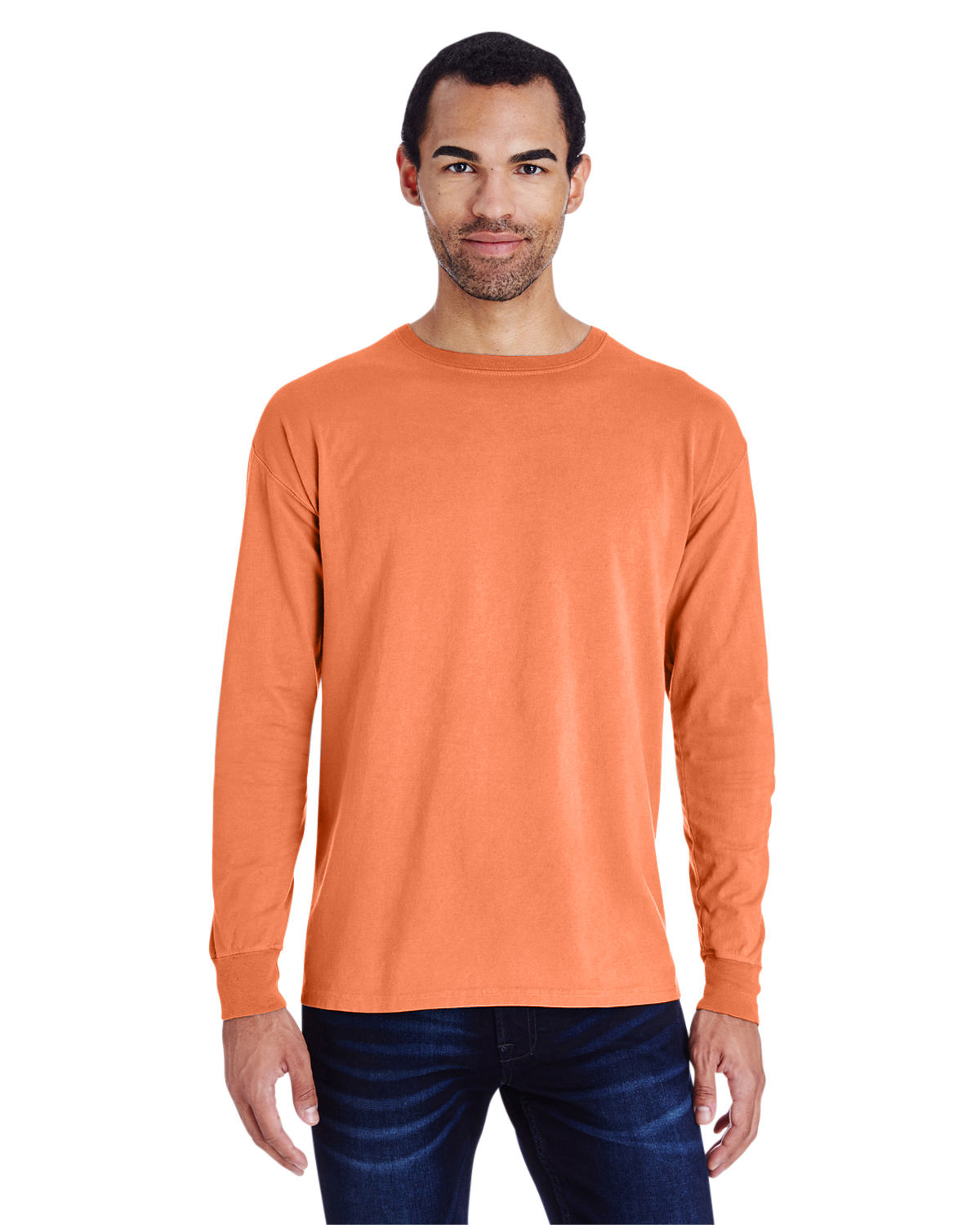 Hanes XL Steel Blue Orange Vinyl Lettering T-shirt Handmade 100% Cotton