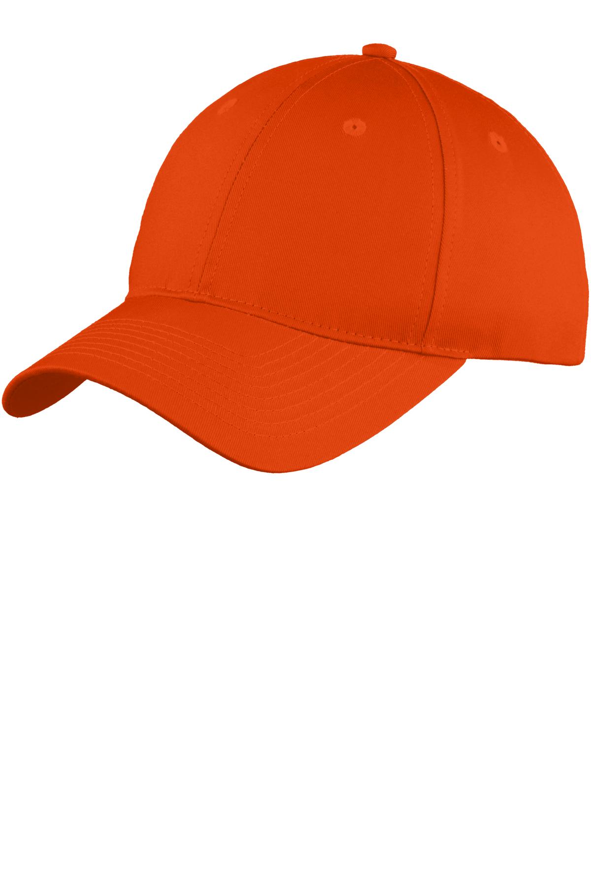 Port & Company C914 Six-Panel Unstructured Twill Cap–Orange (OSFA)