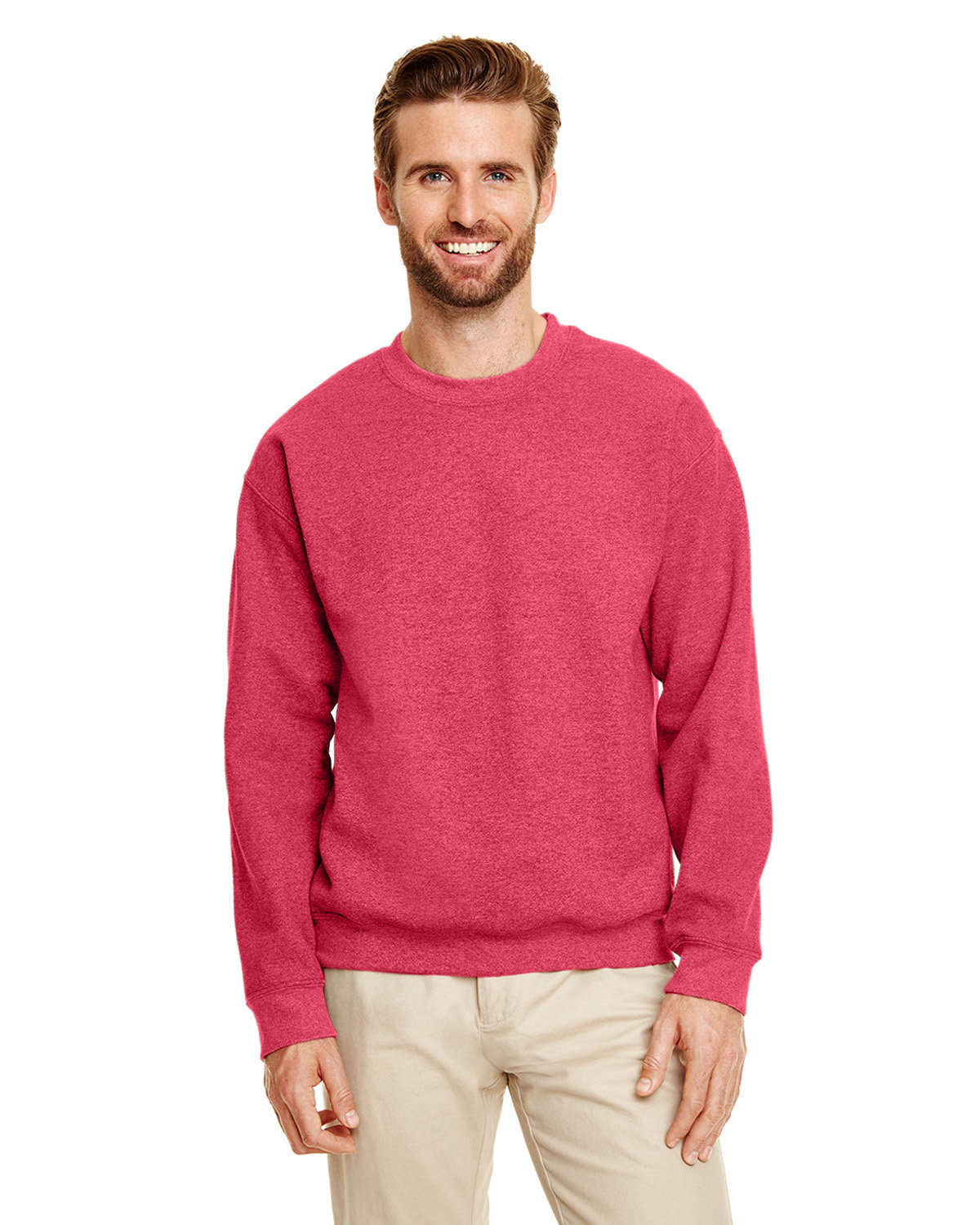 Gildan G180 Adult Heavy Blend™ Adult 8 oz., 50/50 Fleece Crew - Heather  Sport Scarlet Red - S