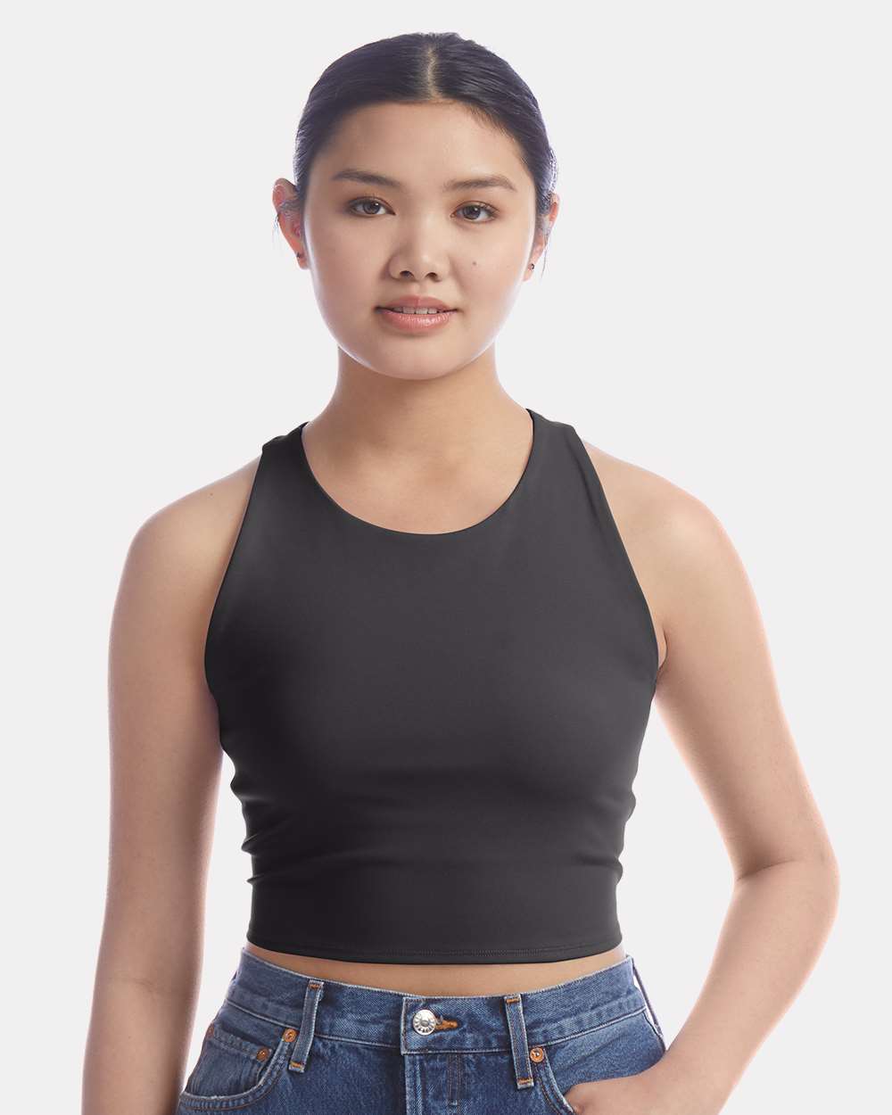 PINSV Women's Scoop Neck Sleeveless Crop Tank Top - Basic Fitted Casual Shirt For Summer & Workouts - View #2