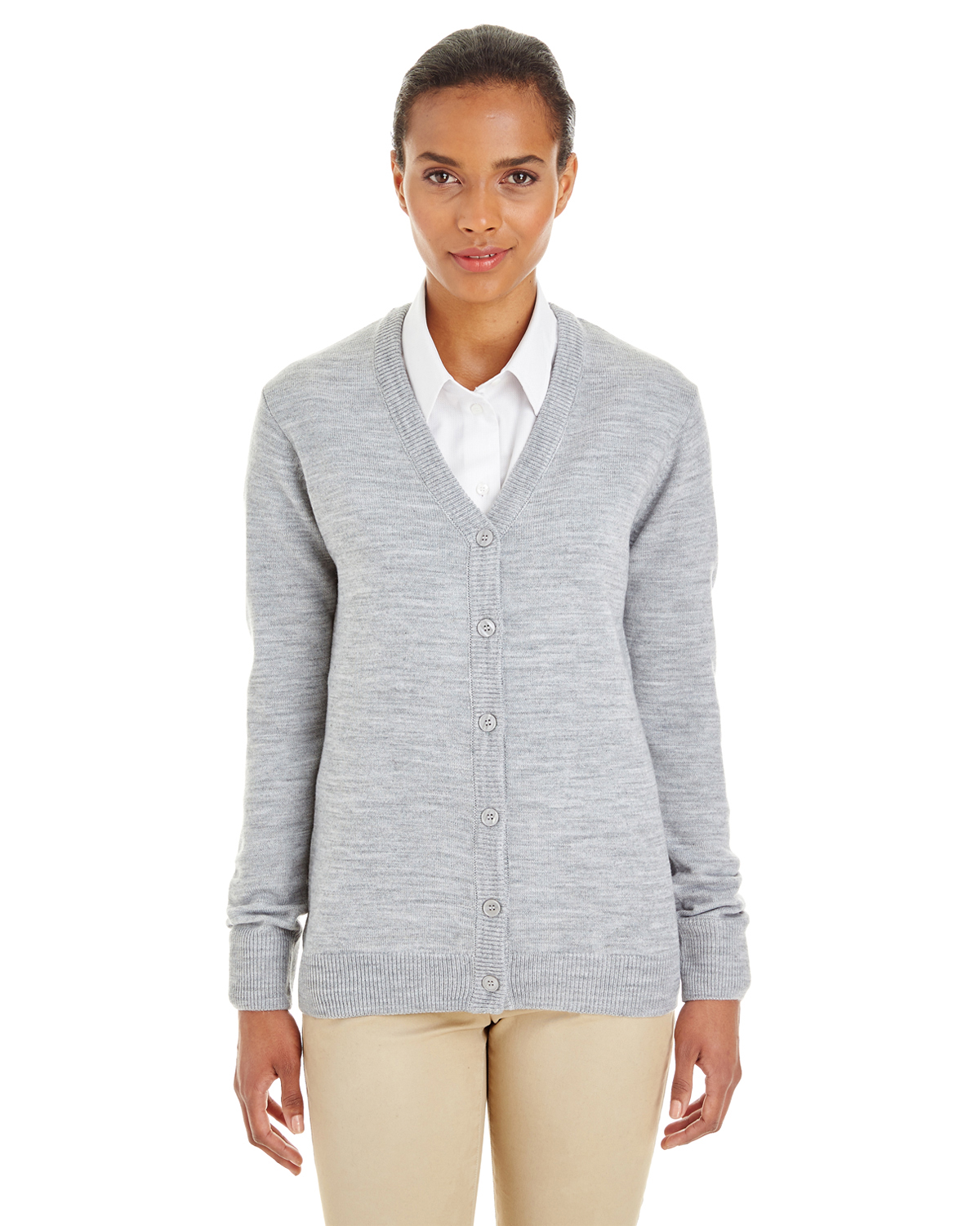 Harriton M425W Ladies Pilbloc V Neck Button Cardigan Sweater