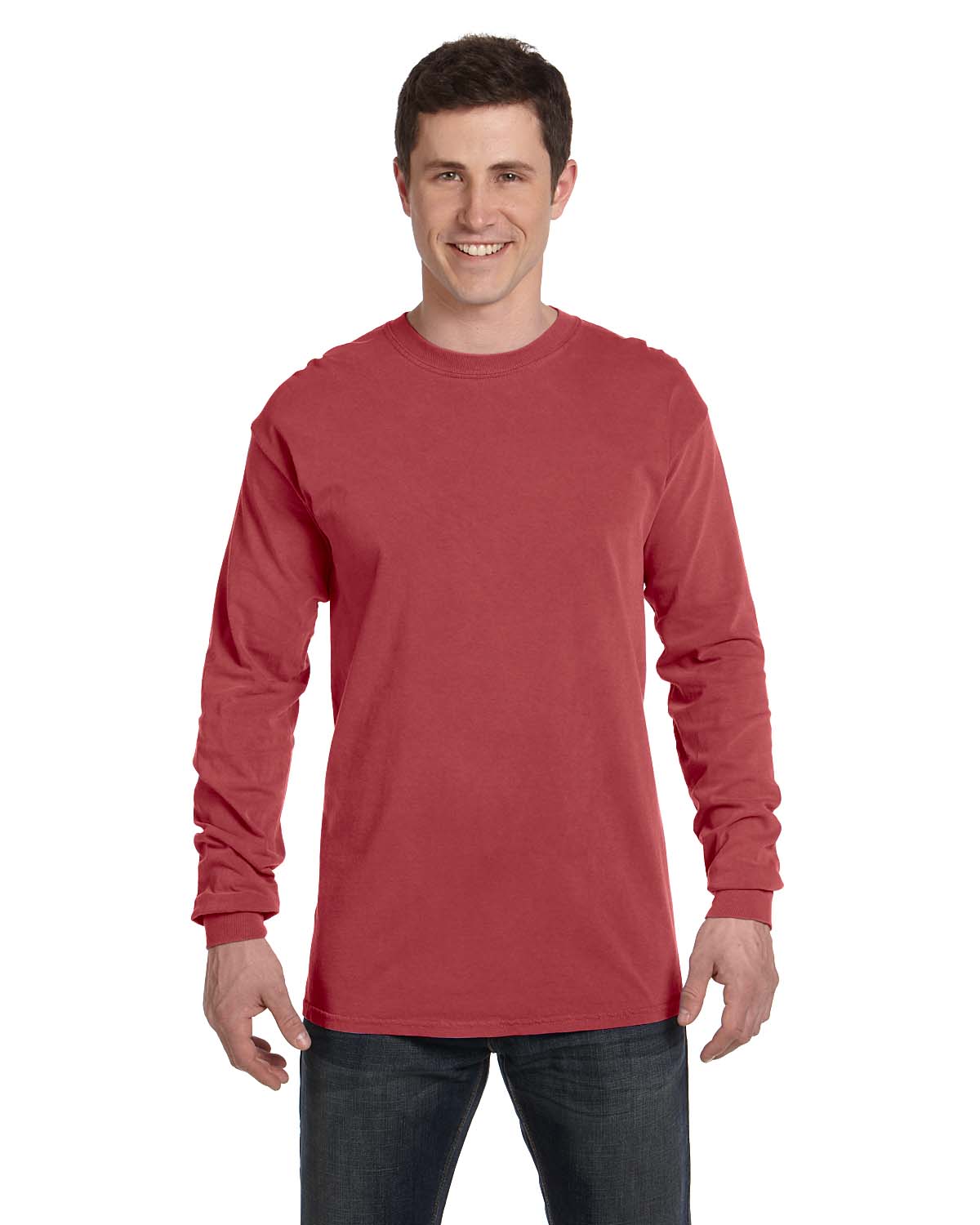 Comfort Colors C6014 Adult Heavyweight RS Long-Sleeve T-Shirt–Crimson (L)