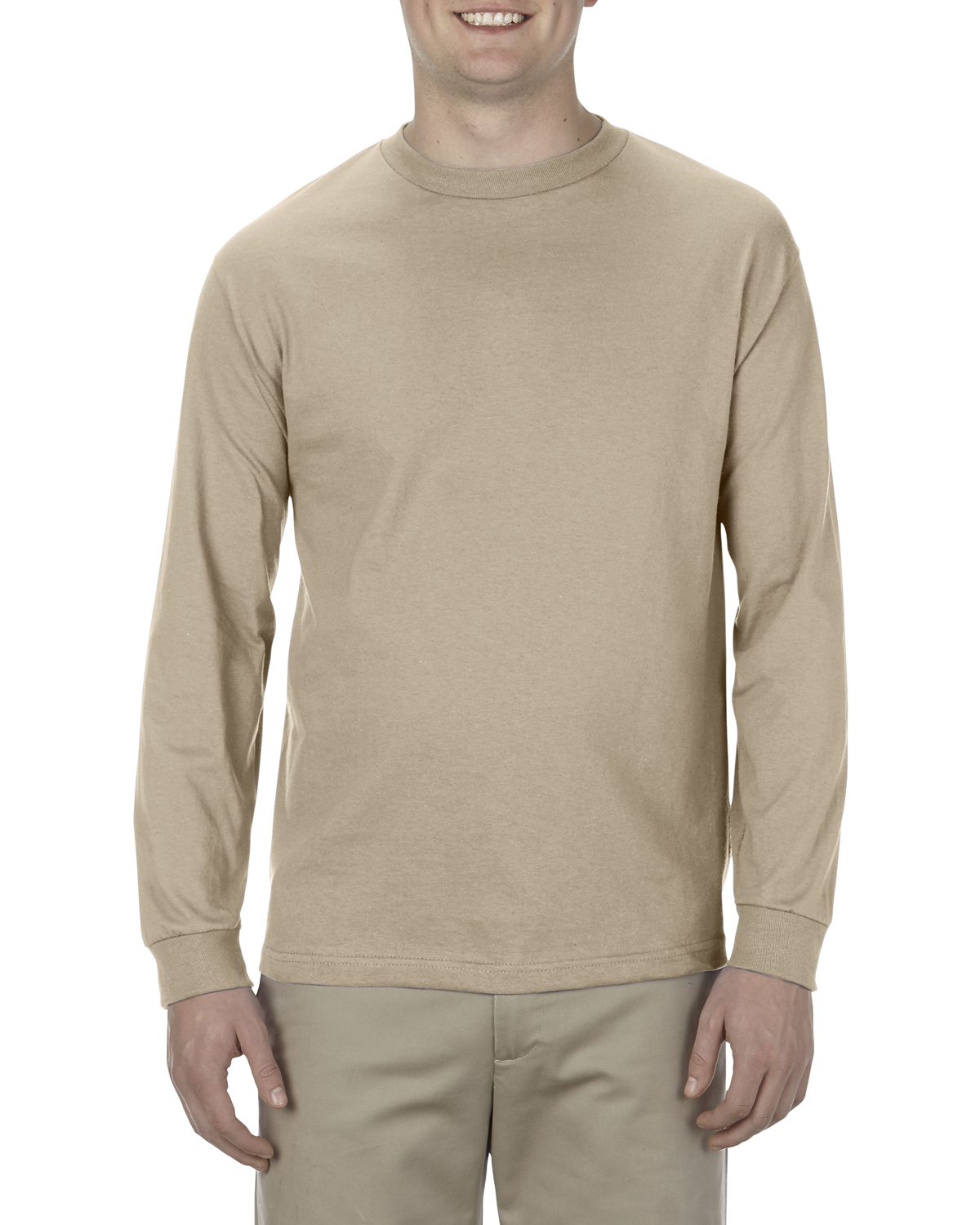 American Apparel AL1304 Adult 6.0 oz., 100% Cotton Long-Sleeve T-Shirt -  Sand - L