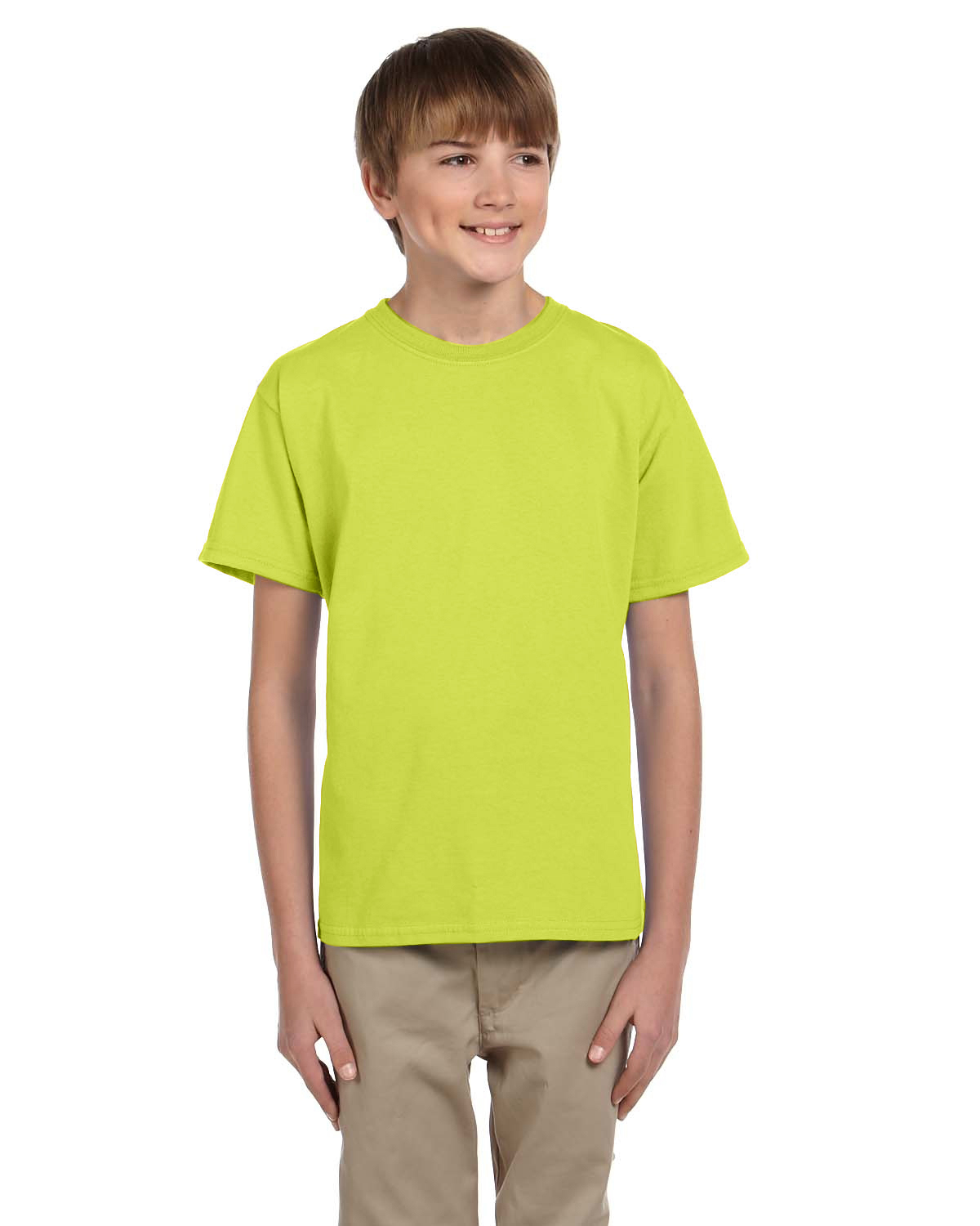 Fruit of The Loom Youth HD Cotton T-Shirt - Safety Green - M