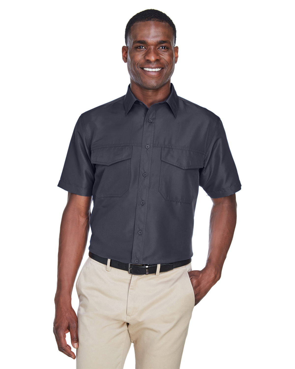 Mens short sleeve hot sale button up work shirts