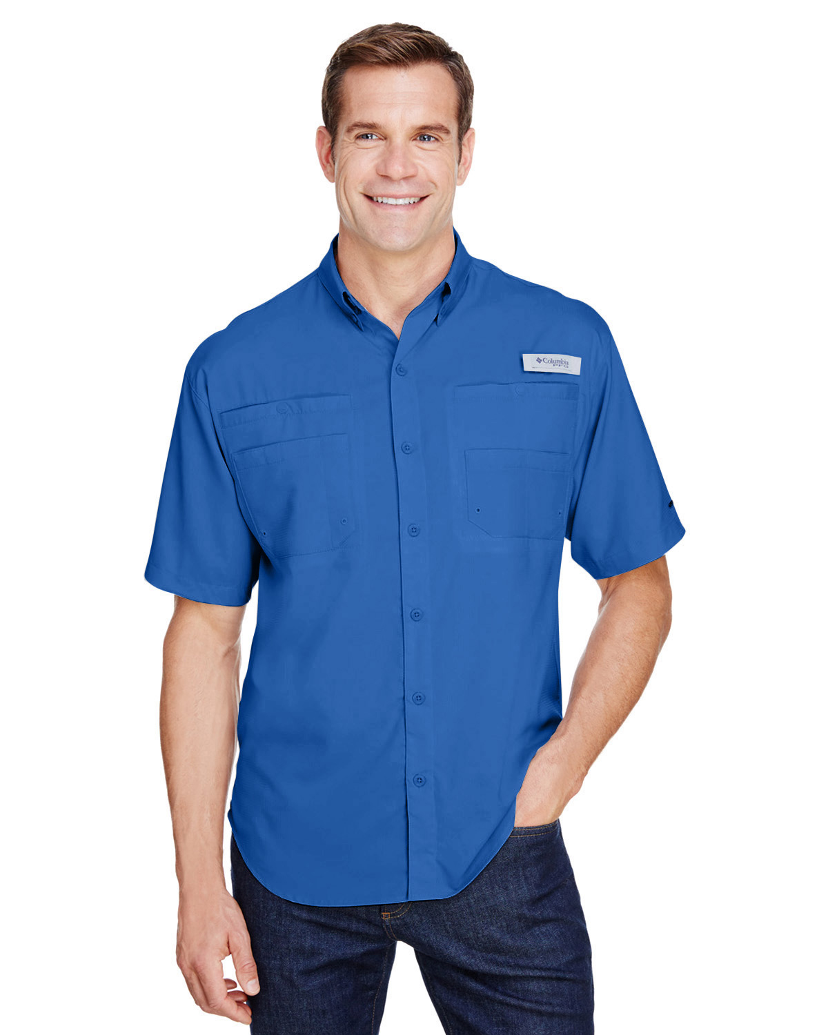 Cheap Columbia Sportswear 7266 Mens Tamiami II Short-Sleeve Shirt - Vivid Blue - L