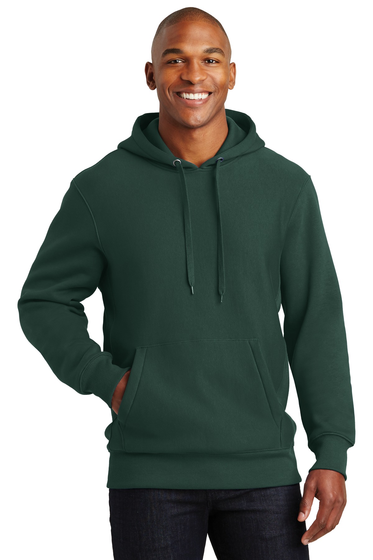 dark green hooded sweatshirt