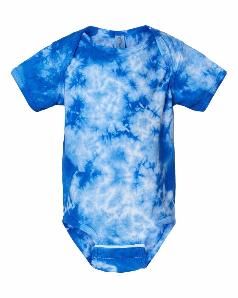 Dyenomite 340CR Infant Crystal Tie-Dyed Onesie Front Fullsize"