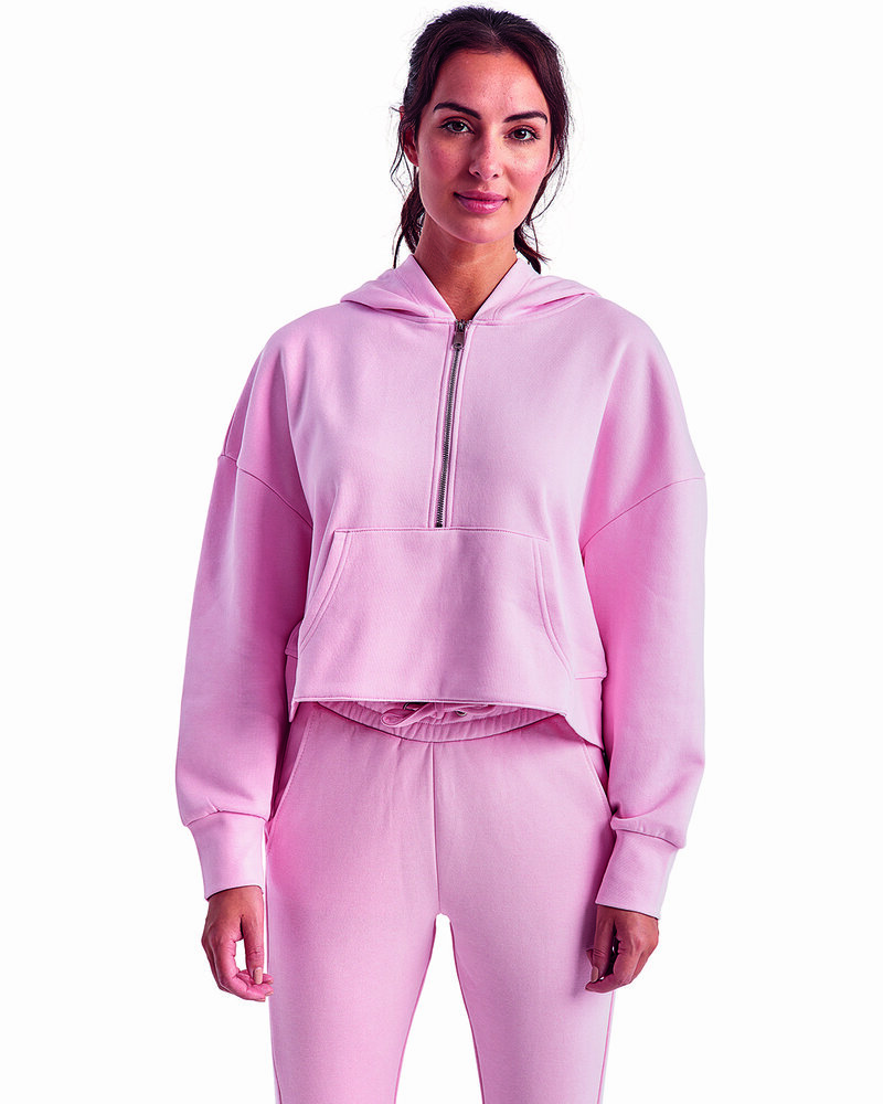 TriDri TD077 Ladies' Alice Half-Zip Hooded Sweatshirt Front Fullsize"