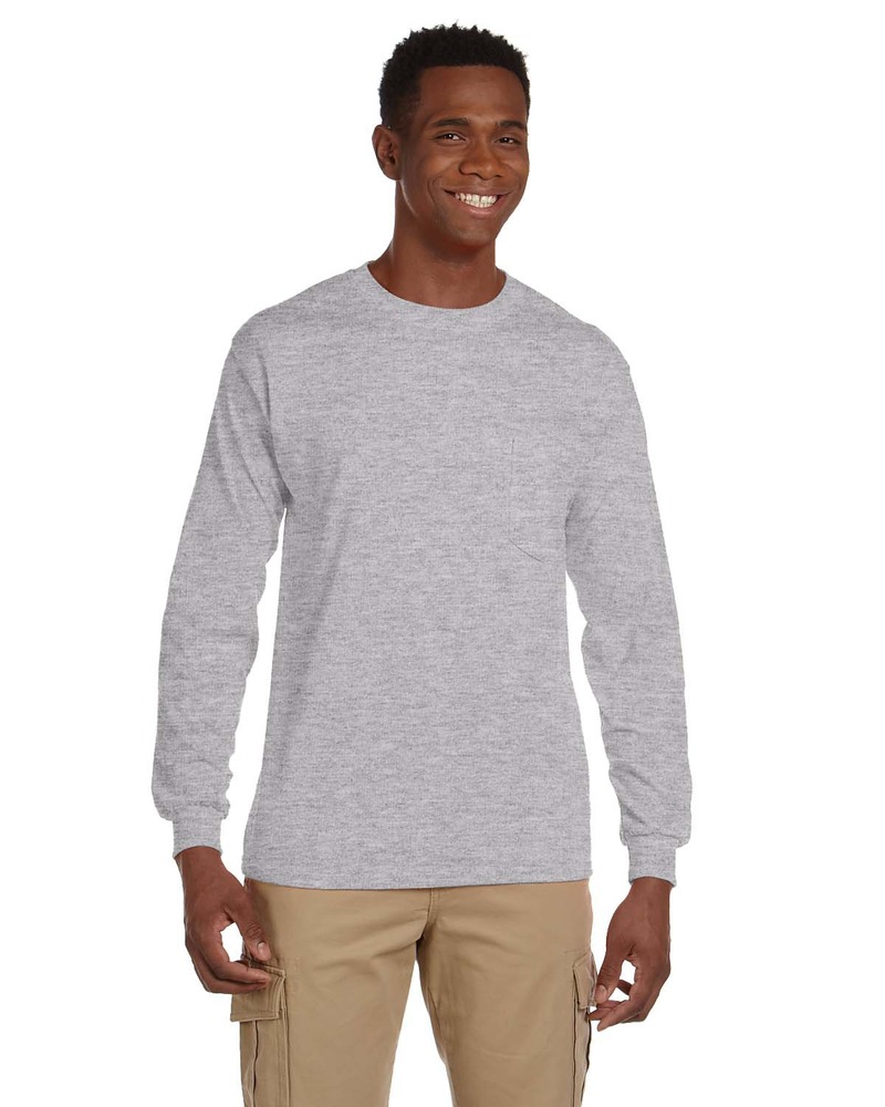 gildan g241 ultra cotton ® 100% cotton long sleeve t-shirt with pocket Front Fullsize