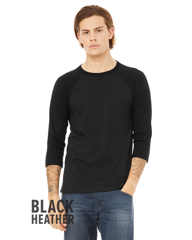 Bella + Canvas 3200 Unisex 3/4-Sleeve Baseball T-Shirt Front Fullsize"