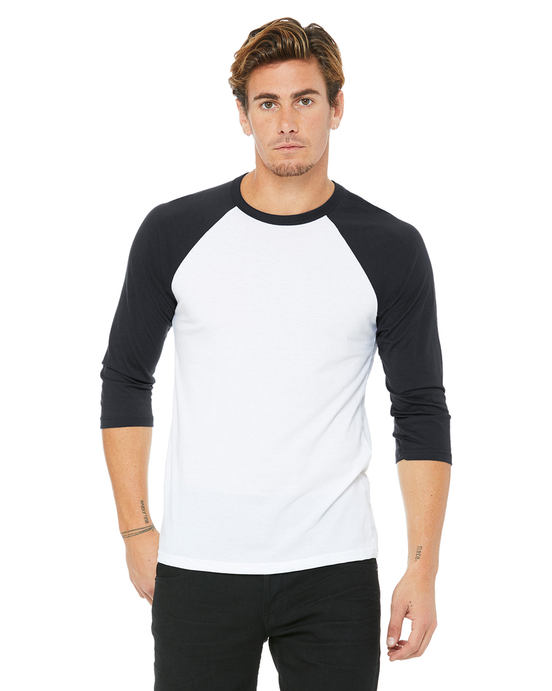 Bella + Canvas 3200 Unisex 3/4-Sleeve Baseball T-Shirt Front Fullsize"