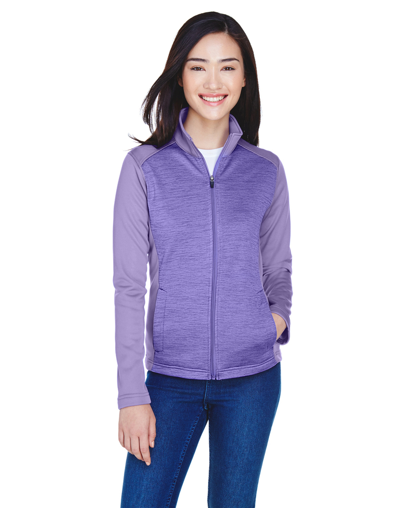 devon & jones dg796w ladies' newbury colorblock mélange fleece full-zip Front Fullsize