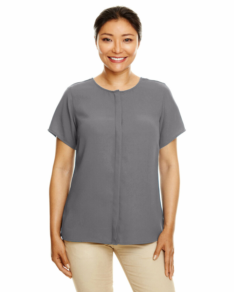 Devon & Jones DP612W Ladies' Perfect Fit™  Short-Sleeve Crepe Blouse Front Fullsize"