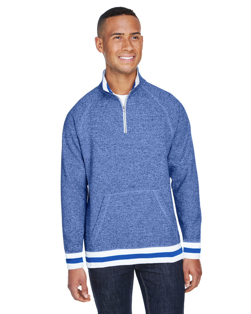 j america ja8703 adult peppered fleece quarter-zip Front Fullsize