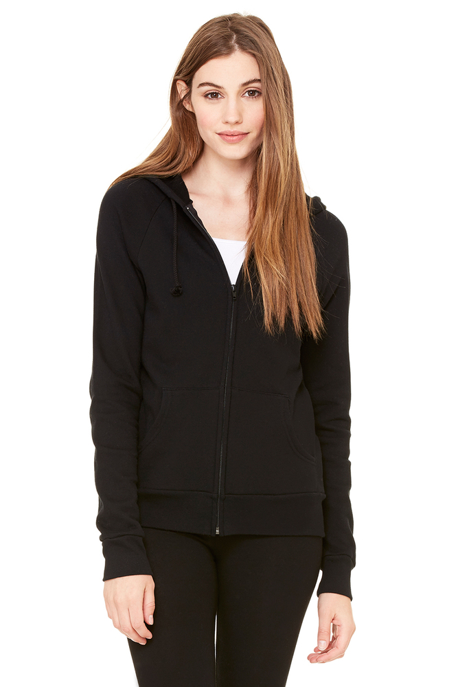 bella + canvas b7007 women's fleece full-zip raglan hoodie Front Fullsize