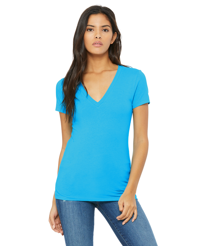 bella + canvas b6035 ladies' jersey short-sleeve deep v-neck t-shirt Front Fullsize