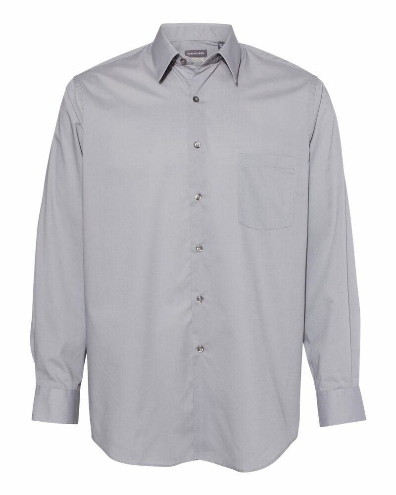 van heusen 13v5052 broadcloth point collar solid shirt Front Fullsize