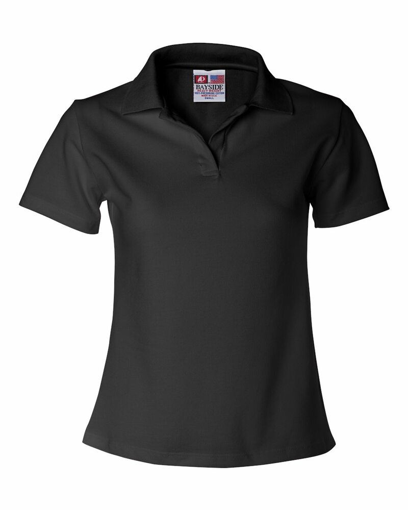 Bayside BA1050 Junior's 6.2 oz., 100% Cotton V-Neck Polo Front Fullsize"