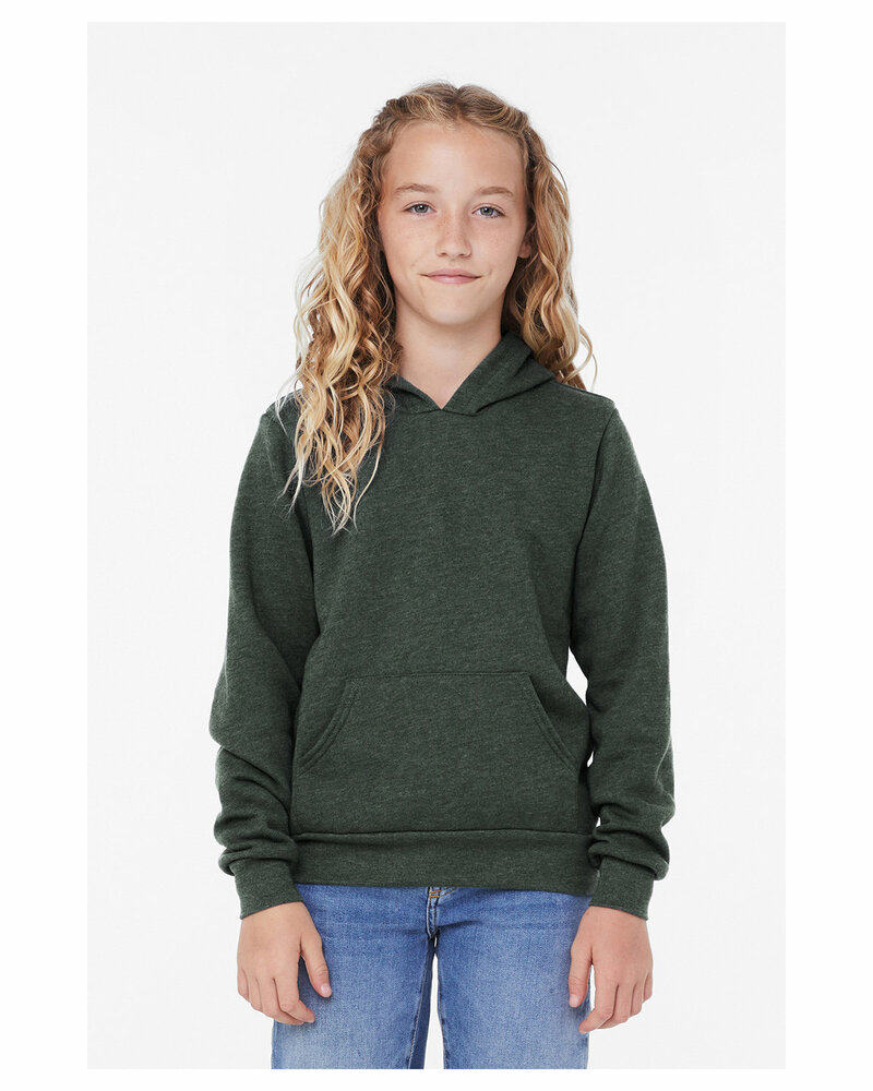 Bella + Canvas 3719Y Youth Sponge Fleece Pullover Hooded Sweatshirt Front Fullsize"