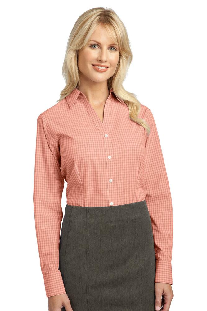 port authority l639 ladies plaid pattern easy care shirt Front Fullsize