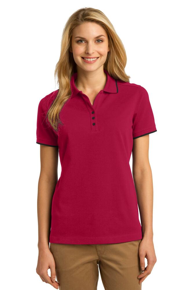 port authority l454 ladies rapid dry™ tipped polo Front Fullsize