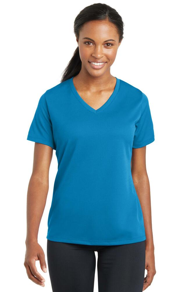 Sport-Tek LST340 Ladies PosiCharge ® RacerMesh ® V-Neck Tee Front Fullsize"