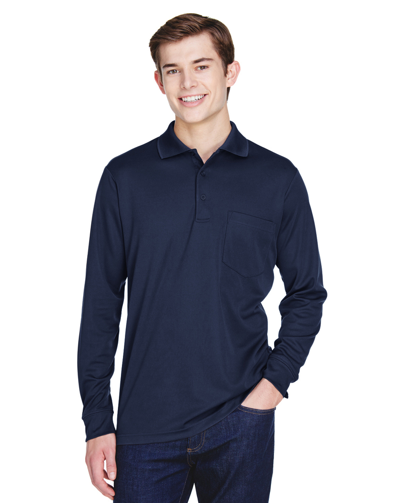 core365 88192p adult pinnacle performance long-sleeve piqué polo with pocket Front Fullsize