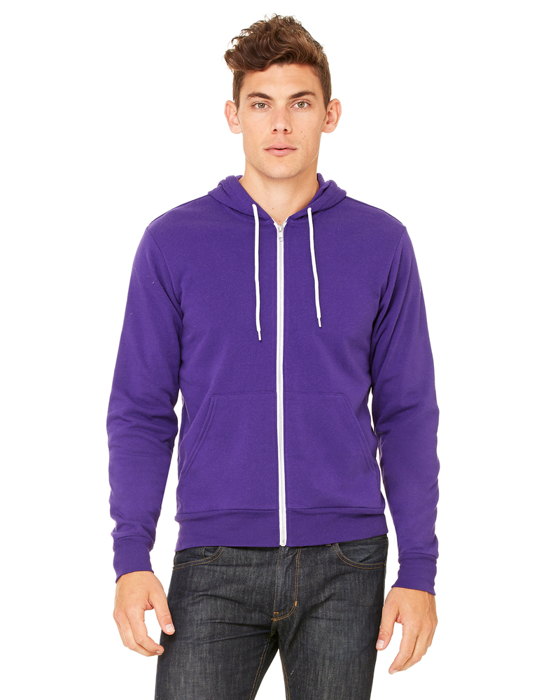 bella + canvas 3739 unisex sponge fleece full-zip hooded sweatshirt Front Fullsize