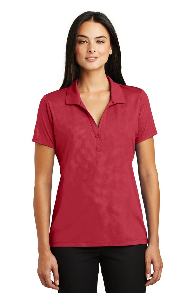 sport-tek lst630 ladies embossed posicharge ® tough polo ® Front Fullsize