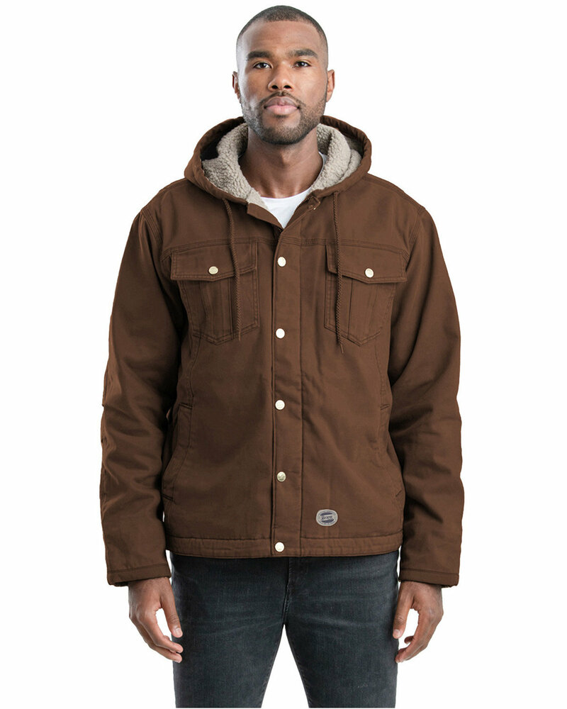 berne hj57 men's vintage washed sherpa-lined hooded jacket Front Fullsize