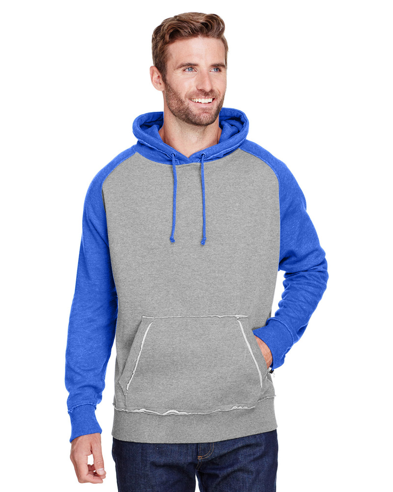 J America JA8885 Adult Vintage Heather Pullover Hood Front Fullsize"