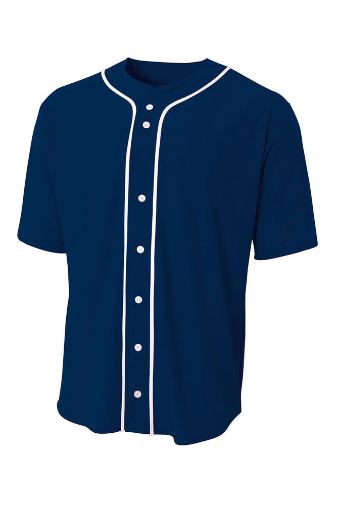 A4 N4184 Shorts Sleeve Full Button Baseball Top Front Fullsize"
