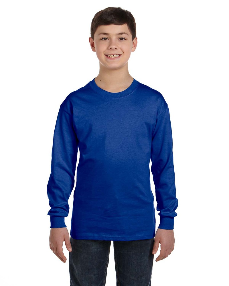 Hanes 5546 Youth Authentic-T Long-Sleeve T-Shirt Front Fullsize"