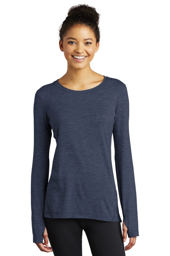 sport-tek lst710 ladies exchange 1.5 long sleeve crew Front Fullsize