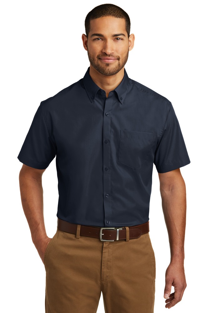 Port Authority W101 Short Sleeve Carefree Poplin Shirt Front Fullsize"