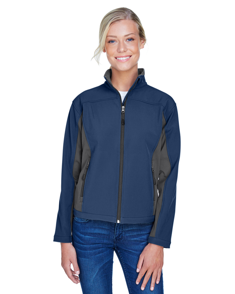 devon & jones d997w ladies' soft shell colorblock jacket Front Fullsize